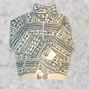 Wellen Dawn Patrol Quilted Fleece Jacket Large Black White Wind Resistant